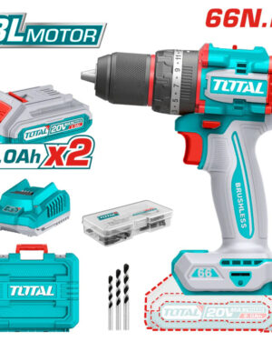 Taladro 1/2 Inalámbrico Brushless 20V Percutor+47 Accesorios, Total