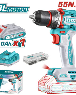 Taladro 1/2 Inalámbrico Brushless 20V Percutor 1 Batería +47 Accesorios, Total